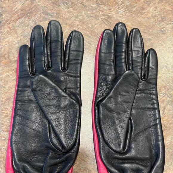 Accessories - Elegant Black and Pink Leather Gloves